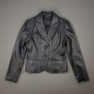 Vintage Y2K Guess Leather Blazer Jacket Fitted Moto Goth XL